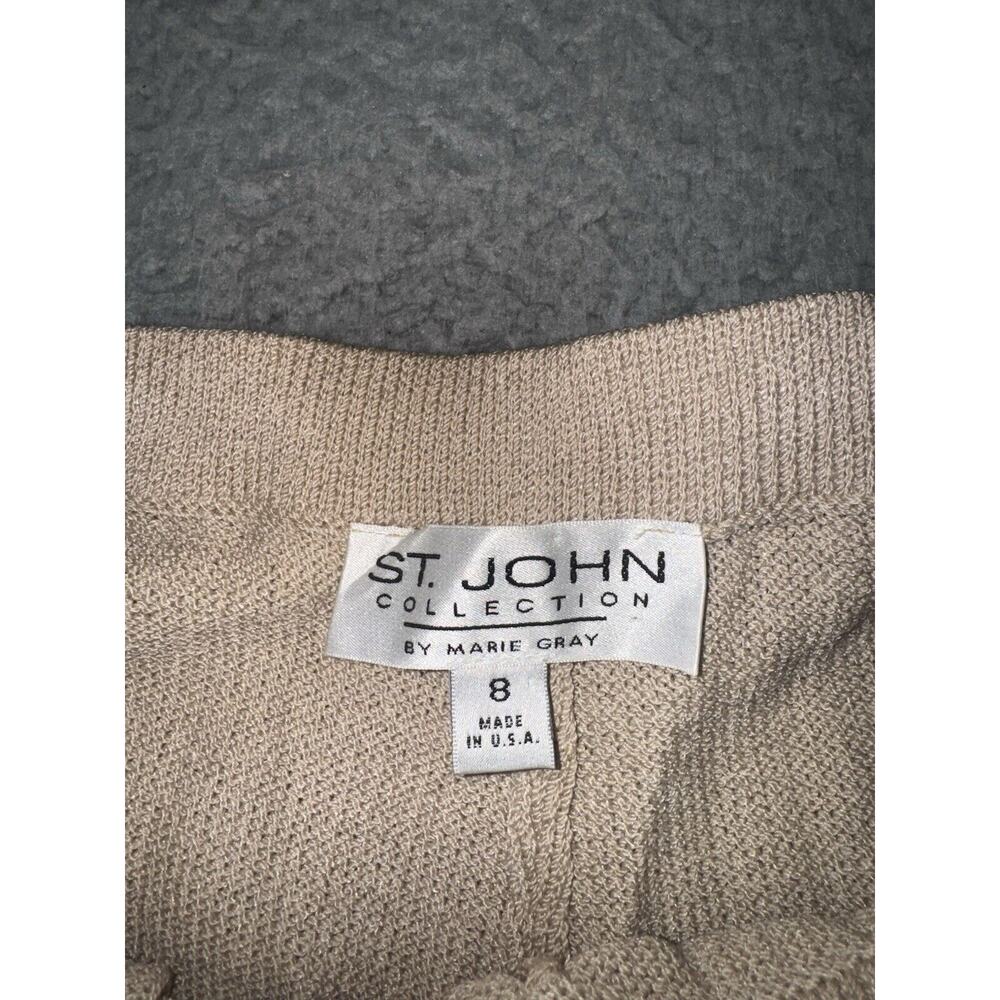 St John Pants Women 8 Pull On Pleated Front Straight Leg Heavy‎ Knit High Rise - Picture 12 of 14